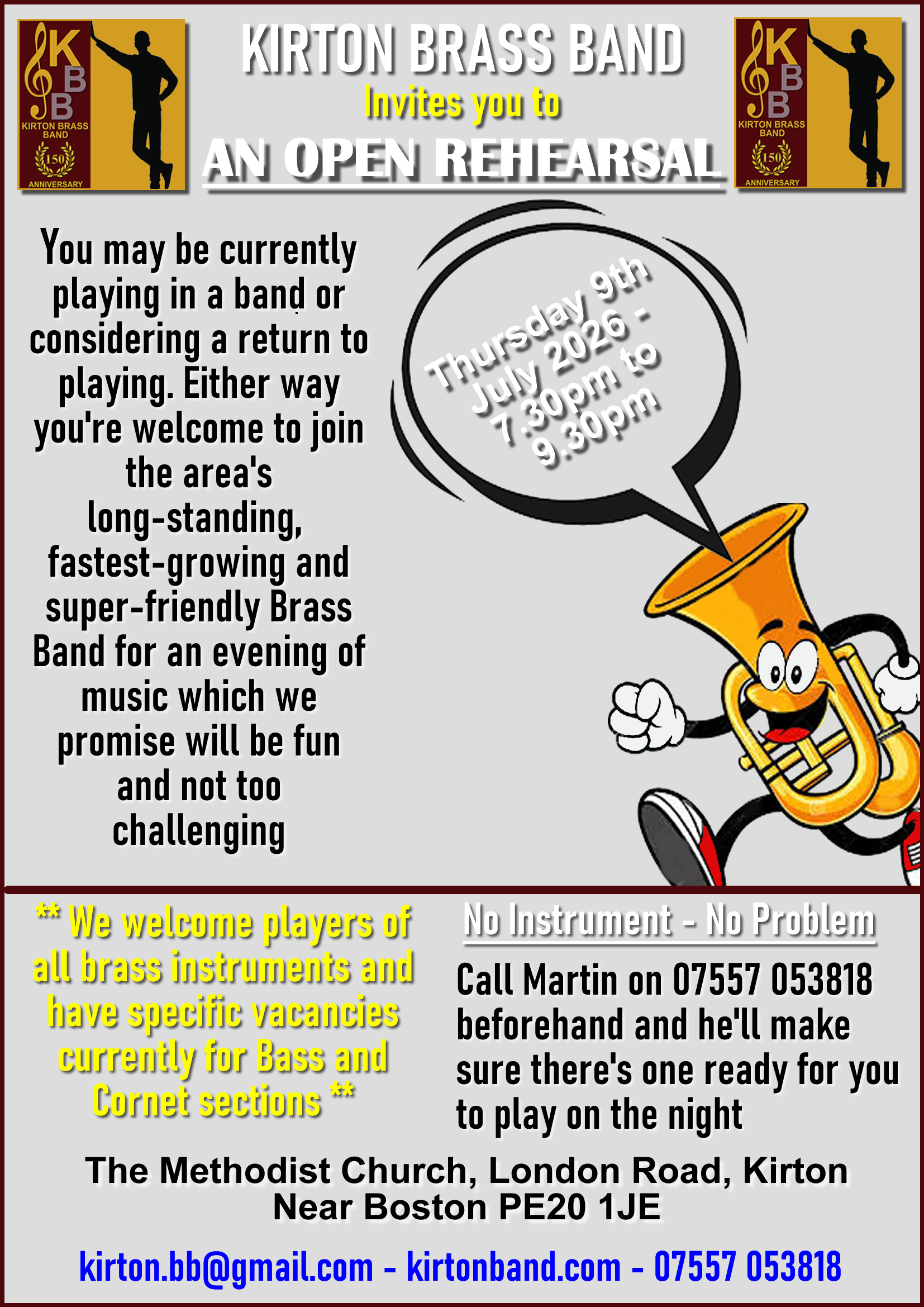 kirton brass band open rehearsal july 9th 2026 kirton brass band open rehearsal july 9th 2026