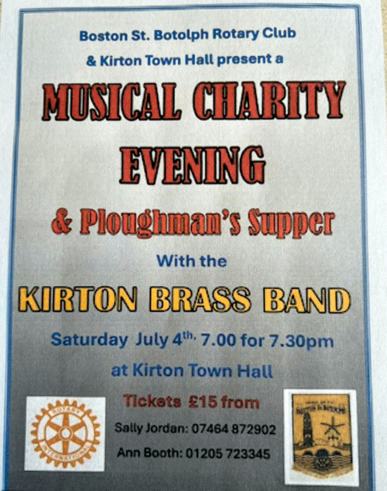 kirton brass band musical charity evening 4th july 2026